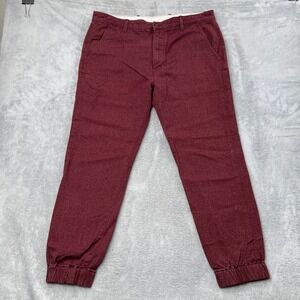 Levis Mens Burgundy Heather Twill Jogger Pants 38x32 Maroon Burgundy